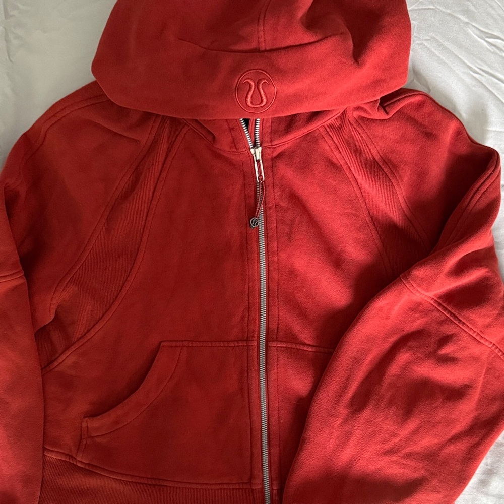lululemon athletica Red-Orange Cropped Hoodie